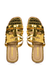 MILLI BASIC BRAID DESIGN FLAT SANDAL IN GOLD